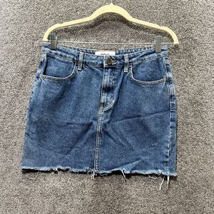 BDG Mini Pencil Skirt Medium Blue Denim Frayed Hem‎ Pockets Casual
